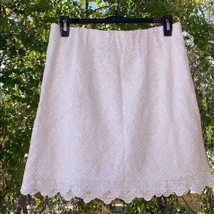 J. Crew White Lace Pencil Skirt